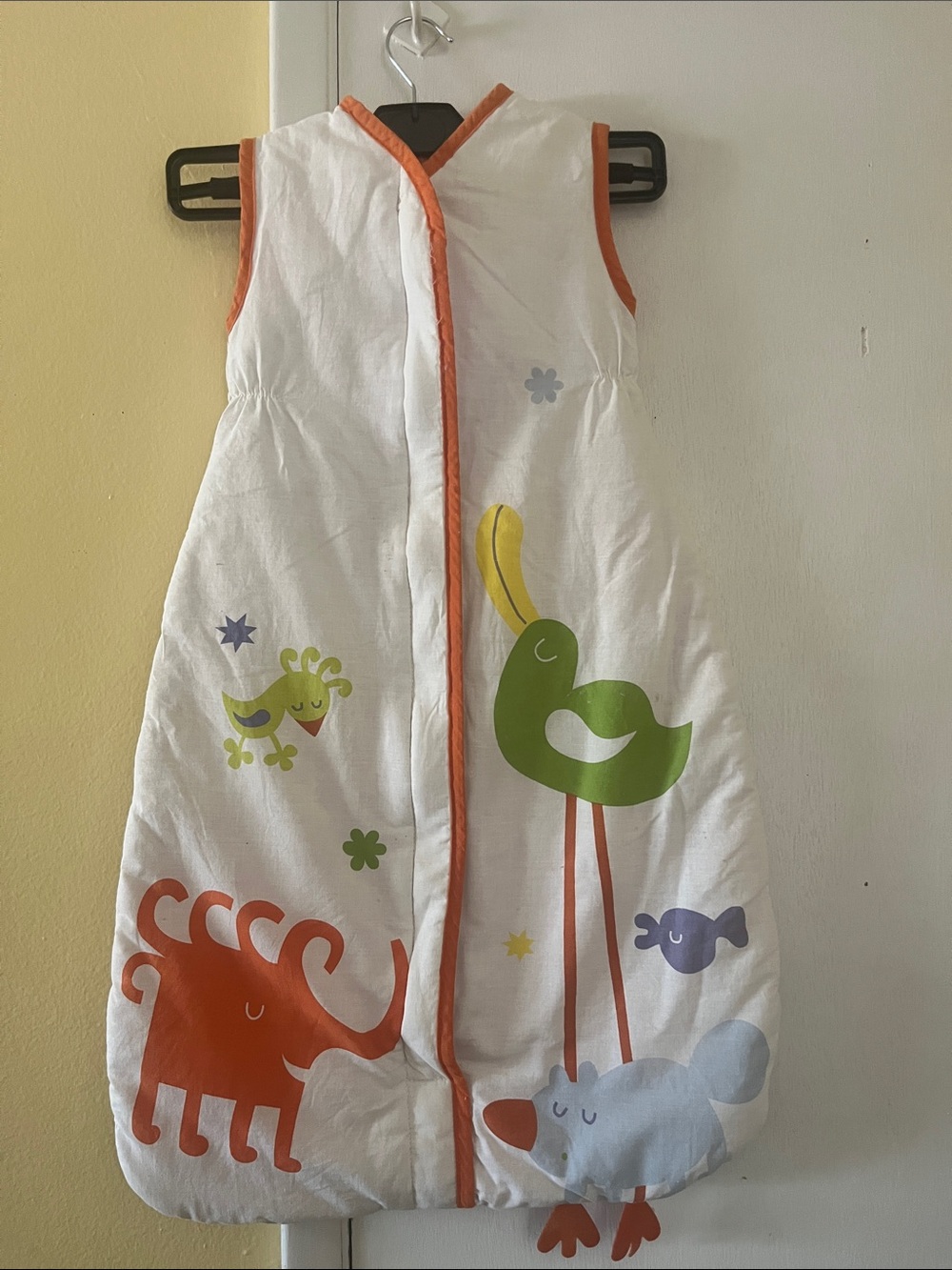 IKEA Kids White Sleep Sack with Orange Trim and Animal Print